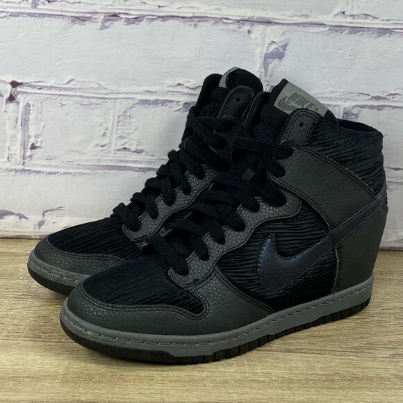 Nike Dunk Sky Hi Hidden Wedge Sneakers Women's 9 Black Metallic Hematite Grey - Picture 3 of 8